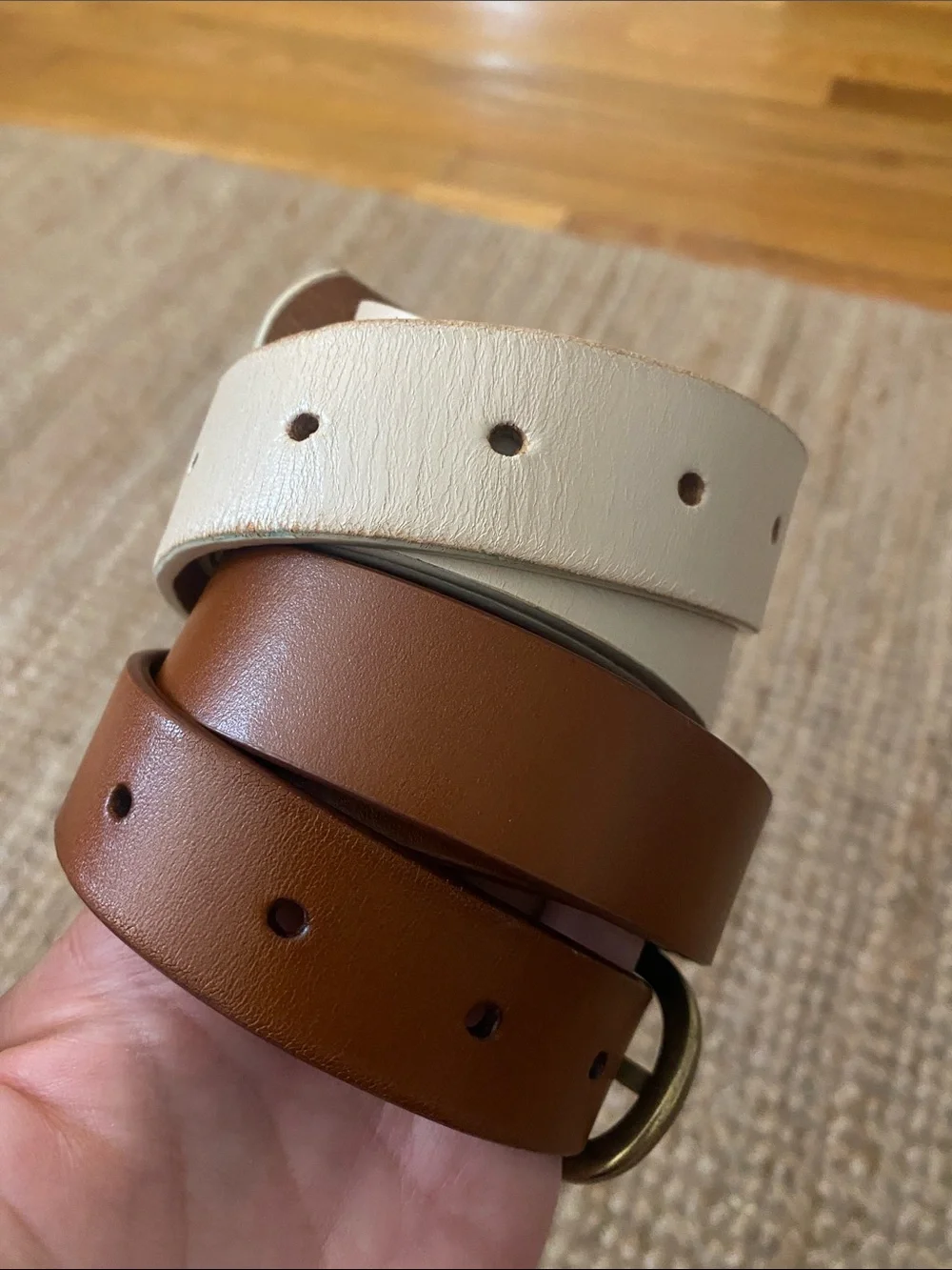 Loft lot of 2 Leather Belts with Brass Tone Hardware Medium